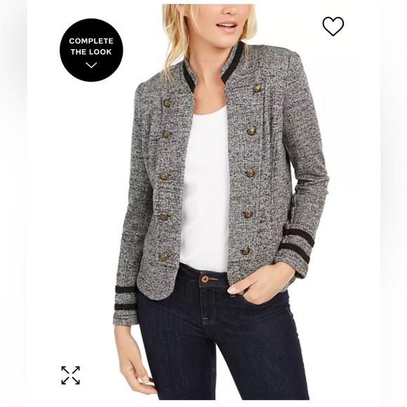 Women’s Blazer Military Style - Gray and Black - Picture 7 of 7